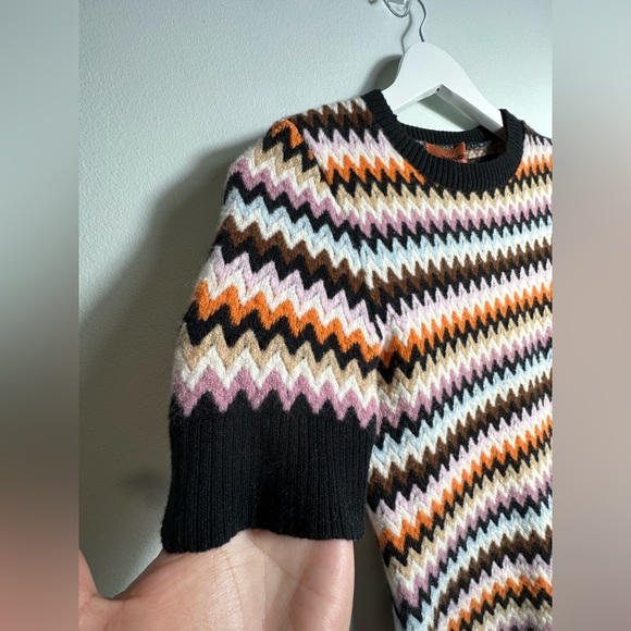 Missoni Wool Short Sleeve Crewneck Zig Zig  Pullover Sweater Size 40/US 4 - Picture 12 of 17